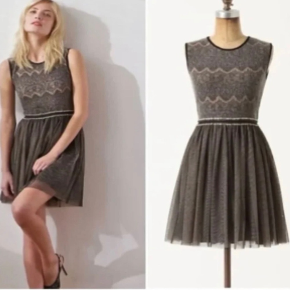 Weston Wear Anthropologie women Med lace dress Dulcie tulle pointelle sleeveless